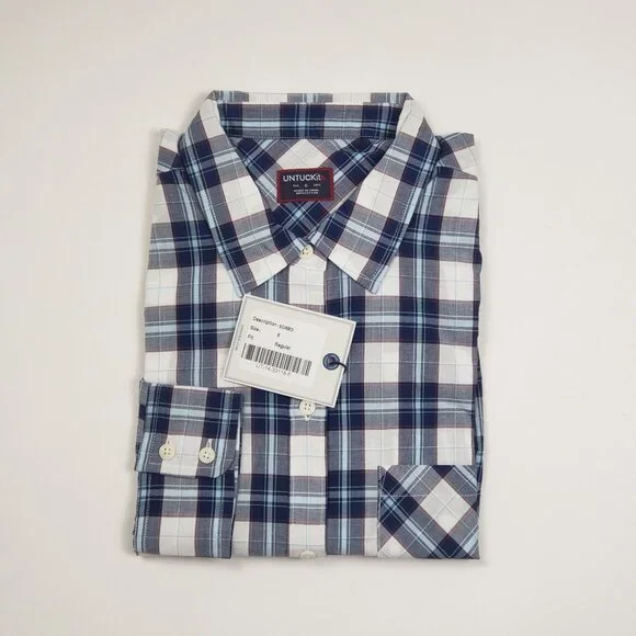 UNTUCKit Sorbo Shirt Women's 6 Cotton Button Up Blue White Red Plaid Regular Fit - Picture 8 of 16